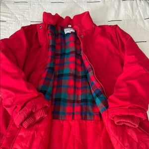 ✨Vintage 80s Windsor Bay Red Overcoat with Plaid Lining | Size Med 10-12 Petite